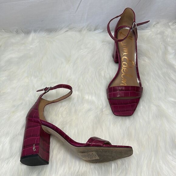 Sam Edelman Classic Daniella Croc Embossed Leather Sandals Sz 9 - Picture 2 of 9